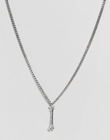 Rebel Heritage Bone Necklace In Antique Silver - Silver
