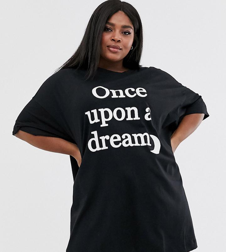 Asos Design Curve Once Upon A Dream Sleep Tee - Black
