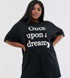 Asos Design Curve Once Upon A Dream Sleep Tee - Black
