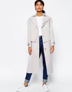 Asos Trench With Double Collar - Light Gray