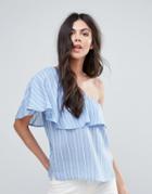 A State Of Being Unknown One Shoulder Top - Blue