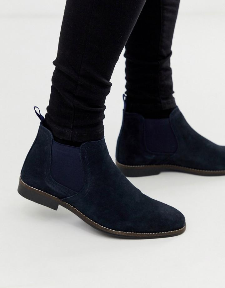 Red Tape Navy Suede Chelsea Boot - Navy
