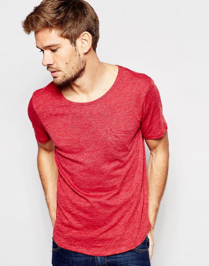 Selected Homme Longline T-shirt - Red