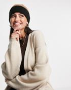 Asos Design Color Block Beanie In Camel And Black-multi