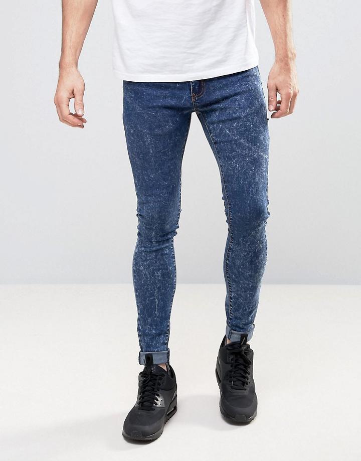 Liquor & Poker Extreme Skinny Jean Blue Acid Wash - Blue