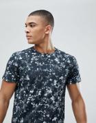 Solid T-shirt With Floral Print - Gray