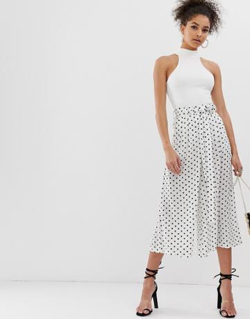 C By Cubic Wide Leg Pleated Pants - White