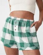 Cotton: On Flannel Sleep Shorts In Green Check - Part Of A Set