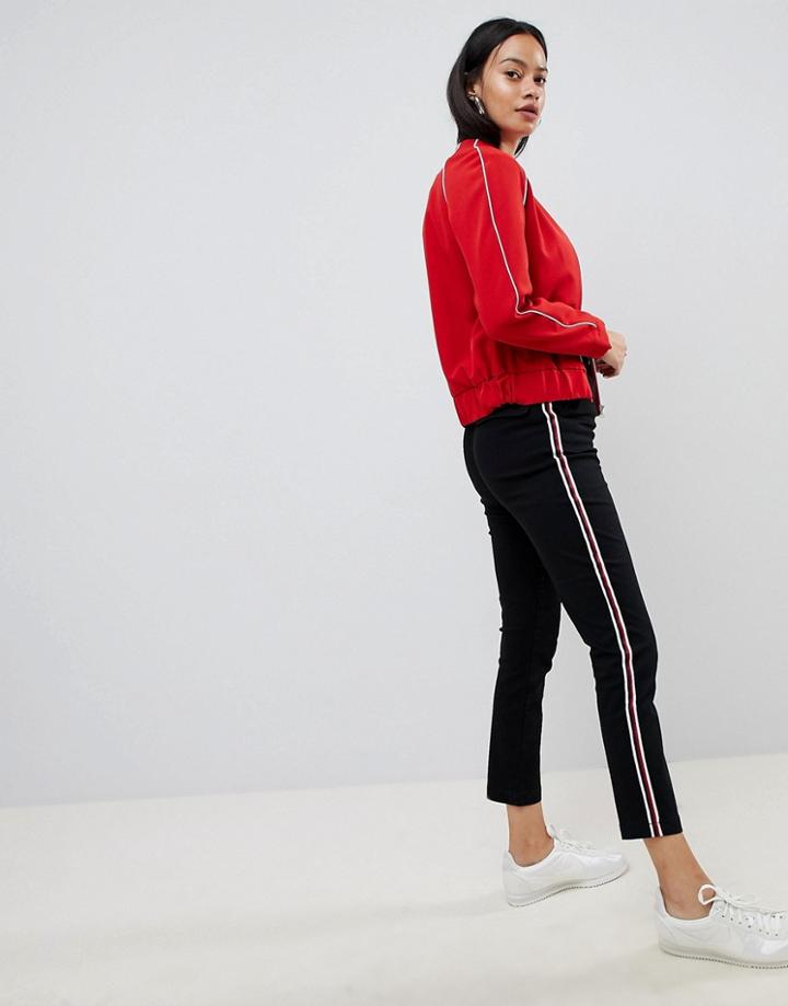 Asos Design Cigarette Pants In Black With Side Stripe - Black