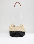 Chateau Black And White Color Block Woven Bag - Black