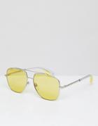Marc Jacobs Aviator Sunglasses With Yellow Lens - Silver