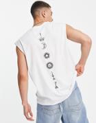 Only & Sons Oversize Tank Top With Palmistry Back Print In White