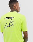 The Couture Club Oversized Neon T-shirt With Globe Back Print - Green