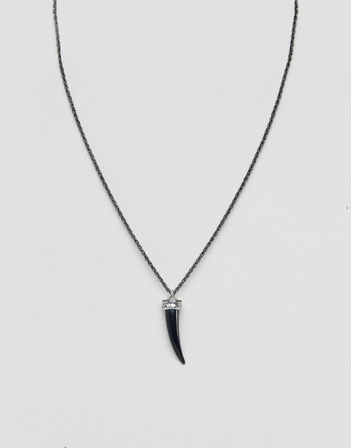 Asos Necklace With Tusk Pendant In Black - Black