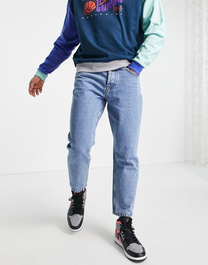 Only & Sons Regular Tapered Crop Jeans In Blue-blues