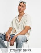 Asos Design Relaxed Shirt In Smart Ribbed Quality In Stone-neutral