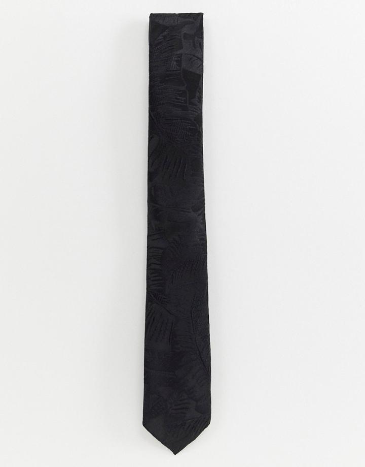 River Island Tie With All Over Floral Print In Black - Black
