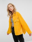 Bershka Oversized Denim Jacket - Yellow