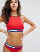 Tommy Hilfiger Caged Back Bikini Crop Top - Red
