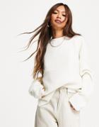 Topshop Knitted Mid Crew Sweater-white