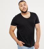 Asos Design Plus T-shirt With Scoop Neck In Black - Black