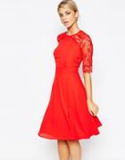 Elise Ryan 3/4 Lace Dress - Red