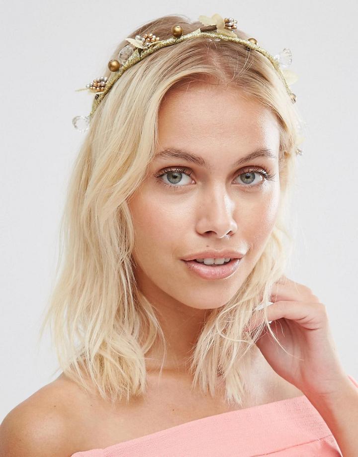 Johnny Loves Rosie Cora Jewel Hair Crown - Bronze Floral