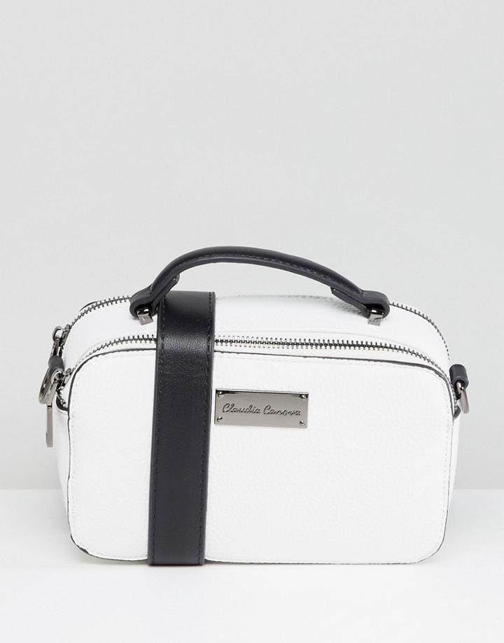 Claudia Canova Structured Double Zip Crossbody Bag - White