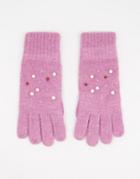 Boardmans Knitted Crystal Pearl Gloves In Lilac-purple