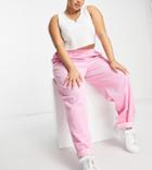 Asos Design Curve Peg Pants In Pink Corduroy