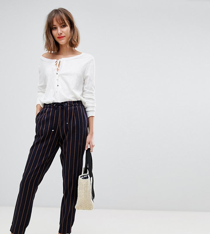 Esprit Drawstring Stripe Pants In Navy And Mustard