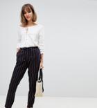 Esprit Drawstring Stripe Pants In Navy And Mustard