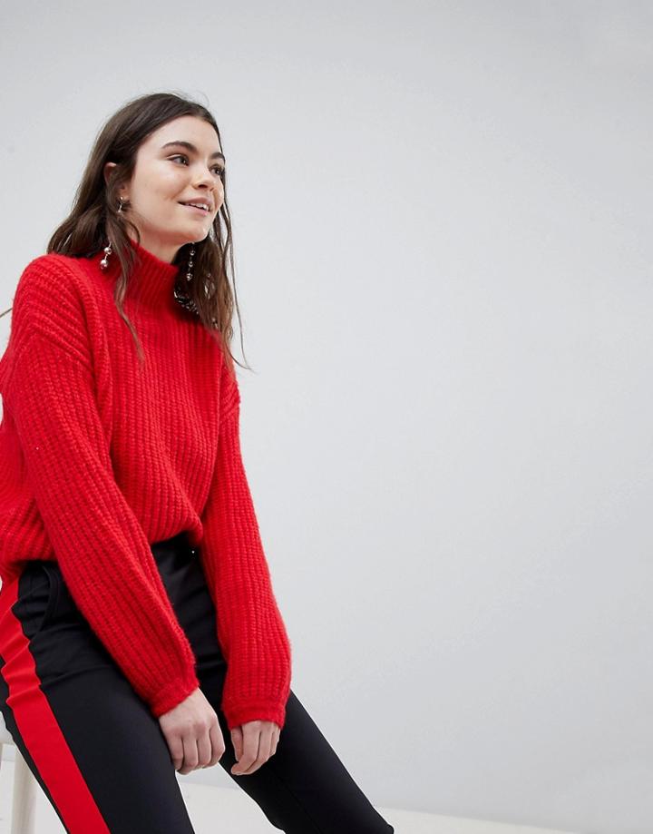 New Look Slouchy High Neck Sweater - Red