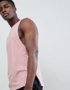 Asos Design Tank With Dropped Armhole And Contrast Side Splits In Pink - Multi