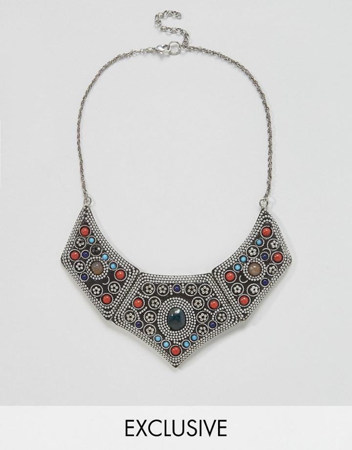 Reclaimed Vintage Inspired Embellished Detail Collar Necklace - Silver