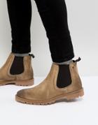 Base London Turret Suede Chelsea Boots In Stone - Stone