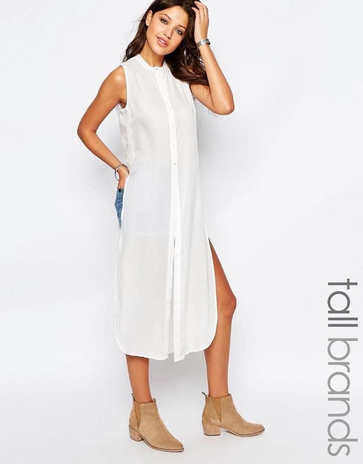 Vero Moda Tall Collarless Side Split Top - Snow White