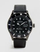 Kahuna Faux Leather Watch In Black - Black