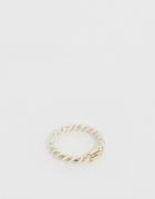 Asos Design Ring In White And Gold Twist Design In Gold Tone - Gold