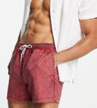 New Look Acid Wash Swim Shorts In Burgundy-red