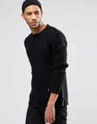 Religion Morgan Long Seleved Longline Crew Knit Sweater - Black