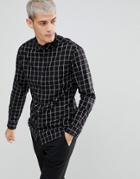 Selected Homme Slim Fit Shirt In Window Check Cotton - Black