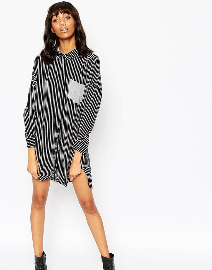 Asos Stripe Shirt Dress - Multi
