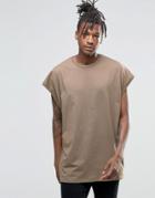 Asos Super Oversized Sleeveless T-shirt In Brown - Coco Brown