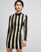 Forever Unique Stripe High Neck Dress - Multi