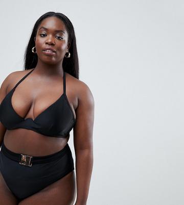Wolf & Whistle Curve Exposed Cradle Bikini Top In Black - Black