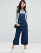Vero Moda Cropped Denim Overalls - Blue