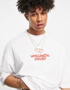 Asos Design Oversized T-shirt In White With Text Front Print