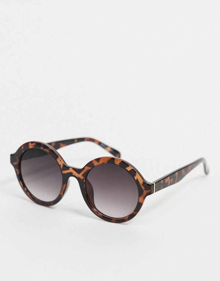 Vero Moda Round Sunglasses In Tortoise Shell-brown