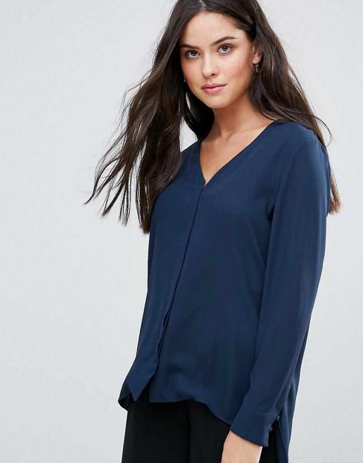Selected Vali Hidden Placket Shirt - Blue
